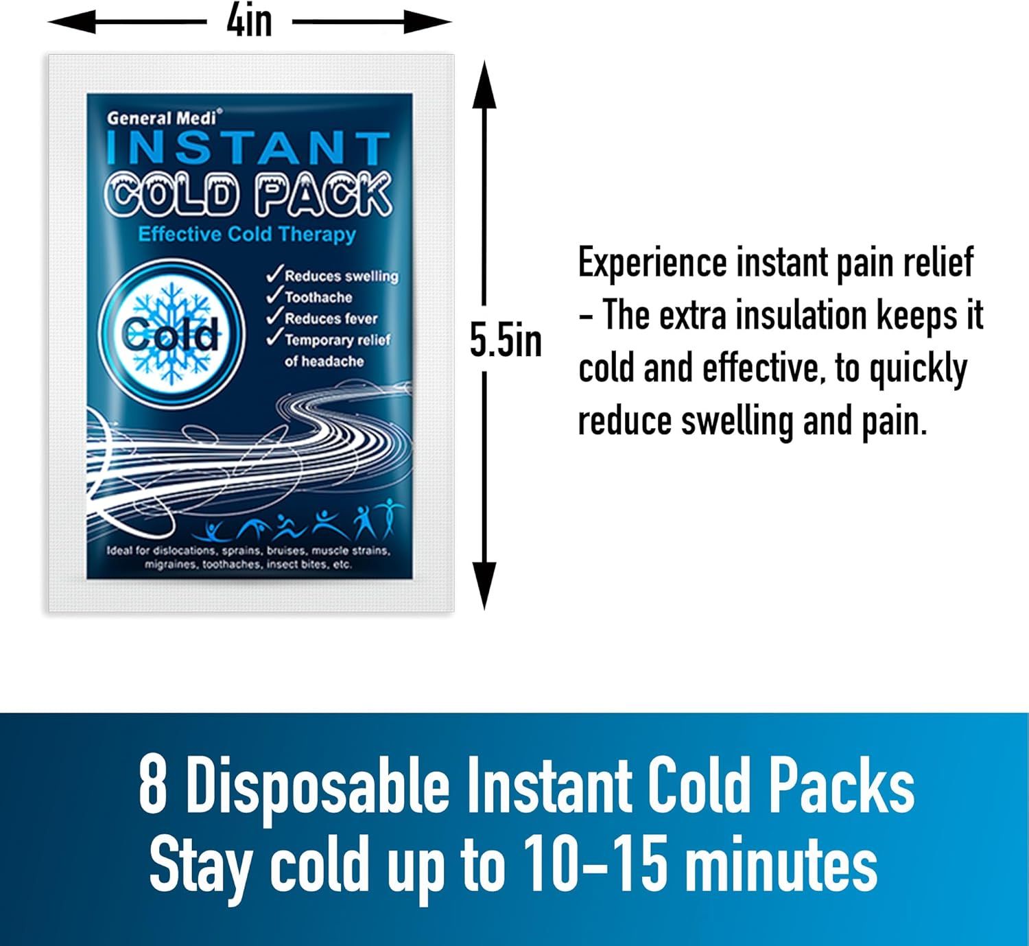 Communicates the exact physical size of the cold pack to help shoppers understand how large the product is and whether it will fit their needs. Highlights the key benefit of extra insulation that…