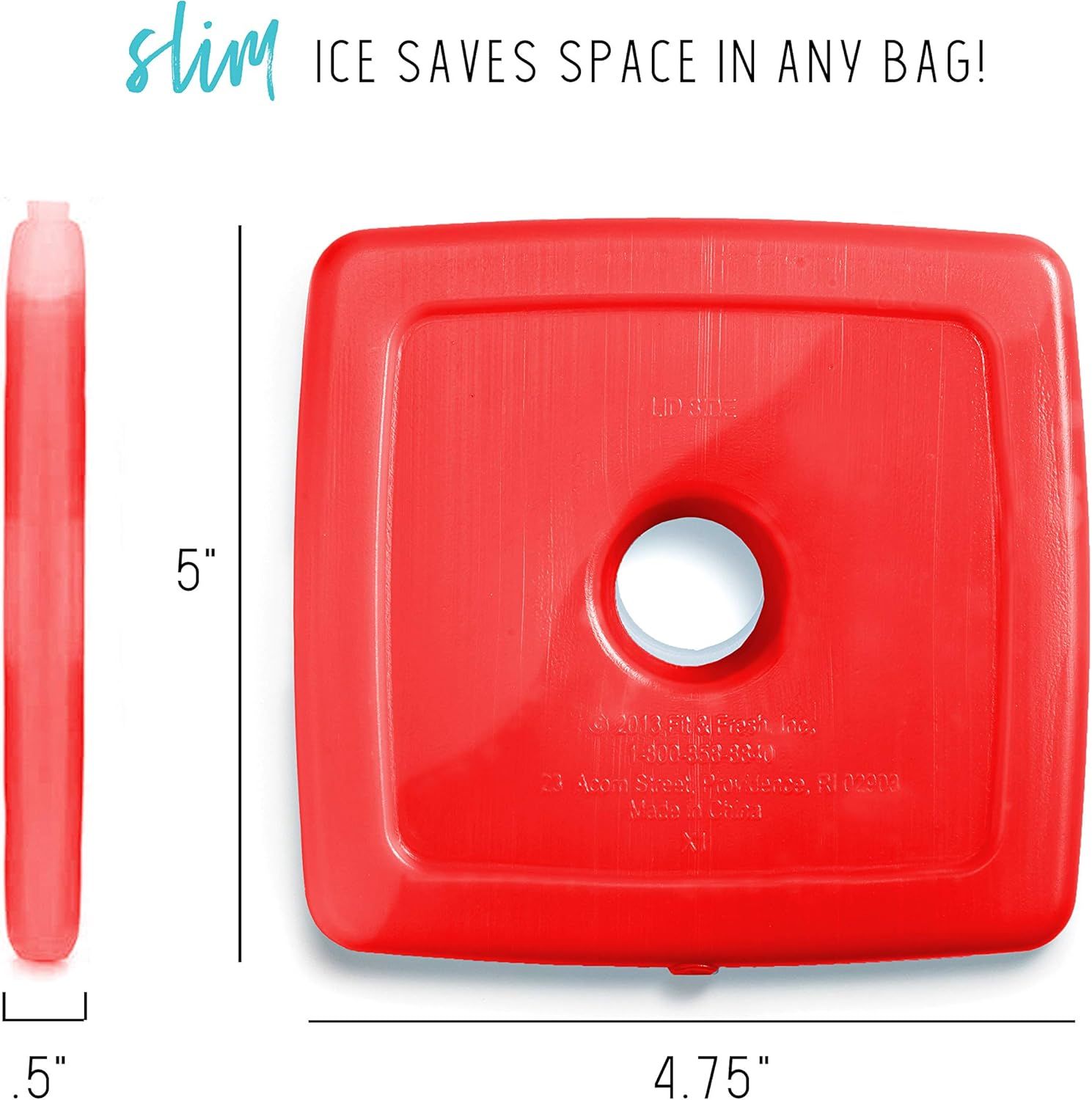 Demonstrates the slim, space-efficient profile of the ice pack to reassure shoppers it will fit easily in any bag without taking up much room.