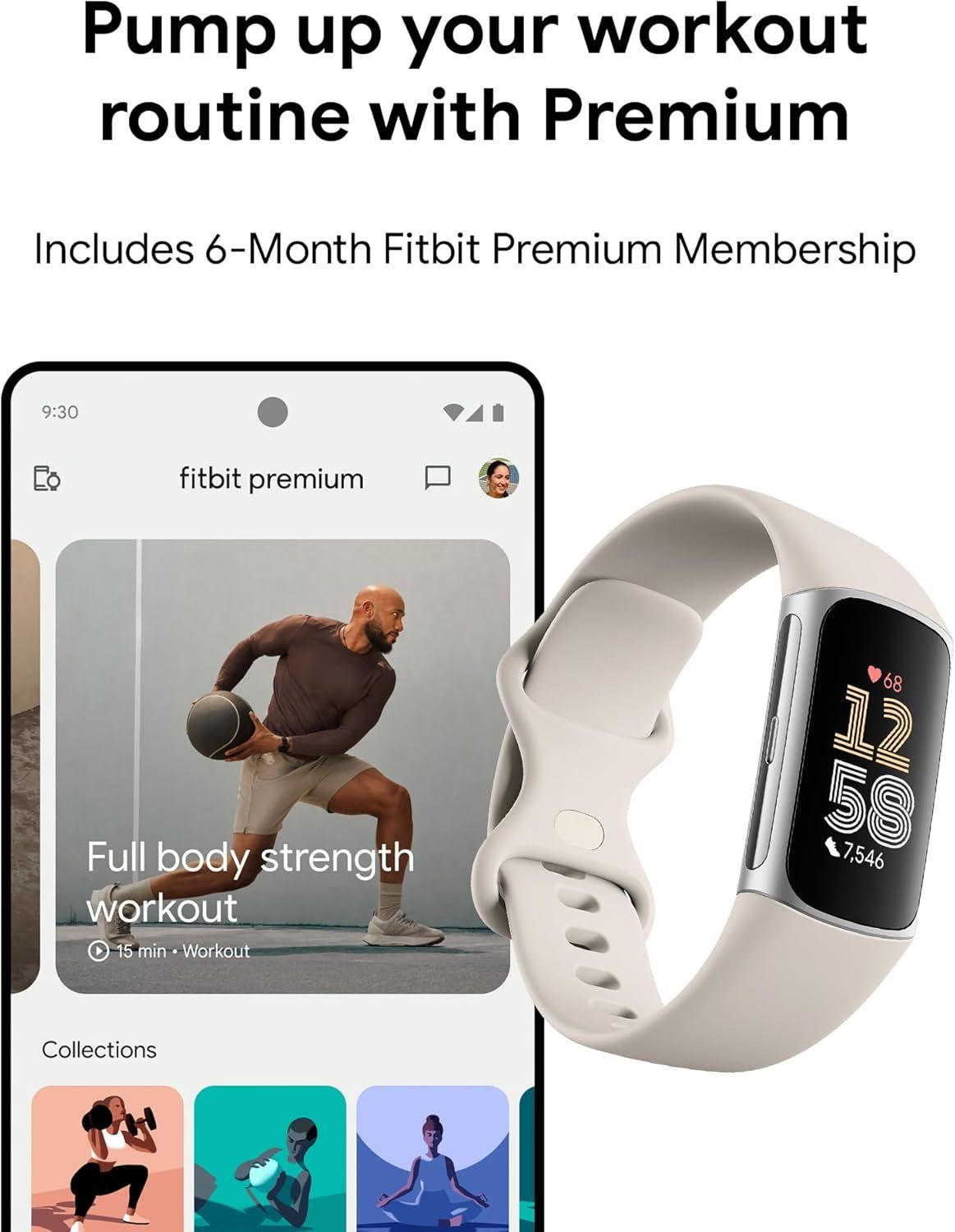 Communicates that the product includes a 6-month Fitbit Premium membership, showcasing the added value and digital content that comes with the purchase.