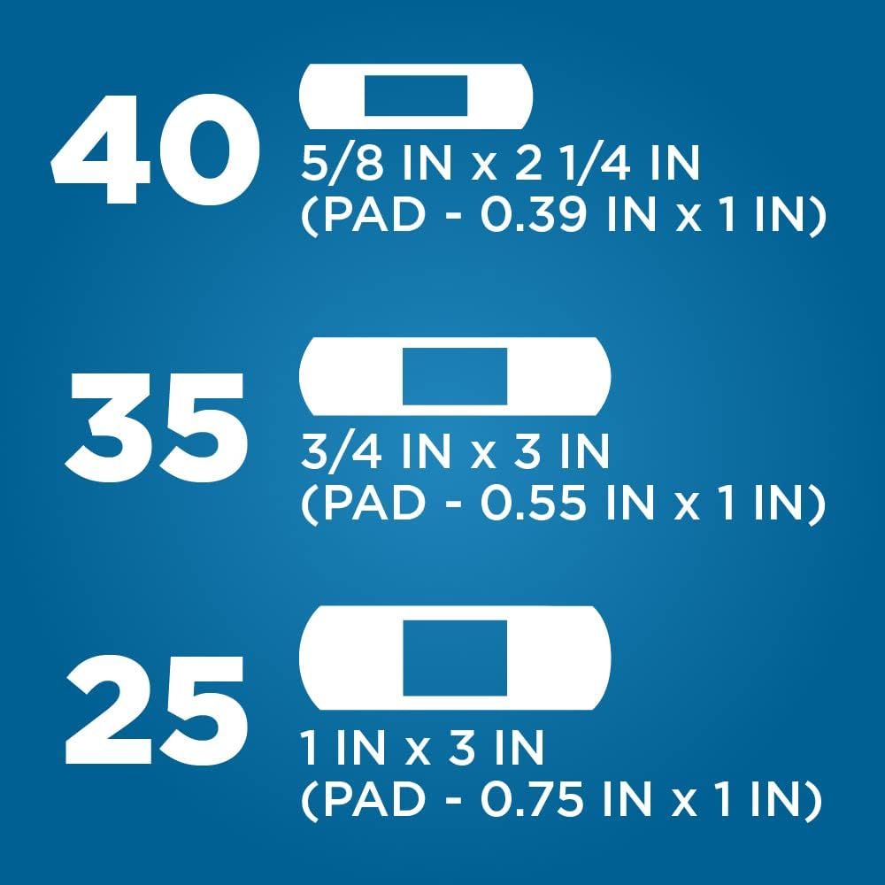 Helps shoppers understand the different bandage sizes available in the product line and choose the right option for their needs.