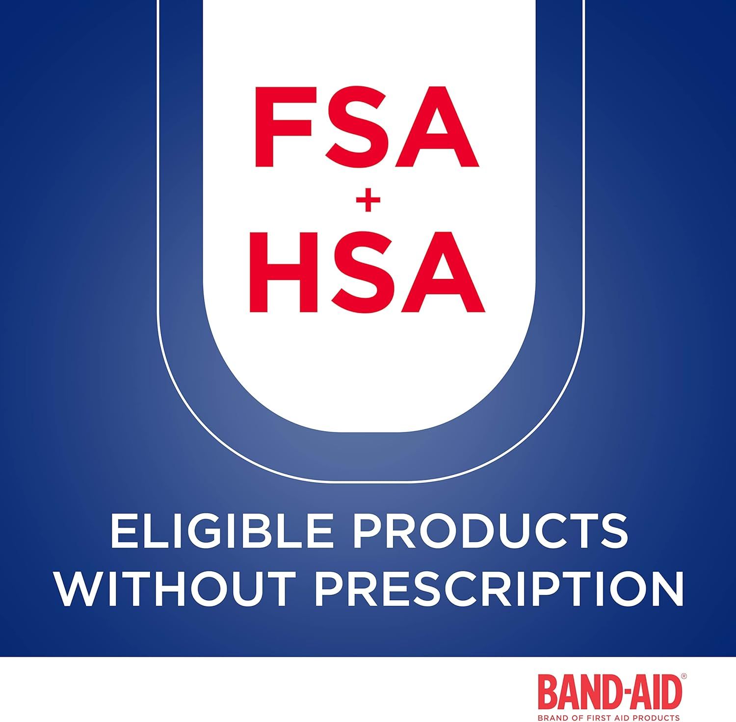 Communicates that the product can be purchased using FSA and HSA funds without a prescription, providing financial flexibility and reassurance to shoppers.