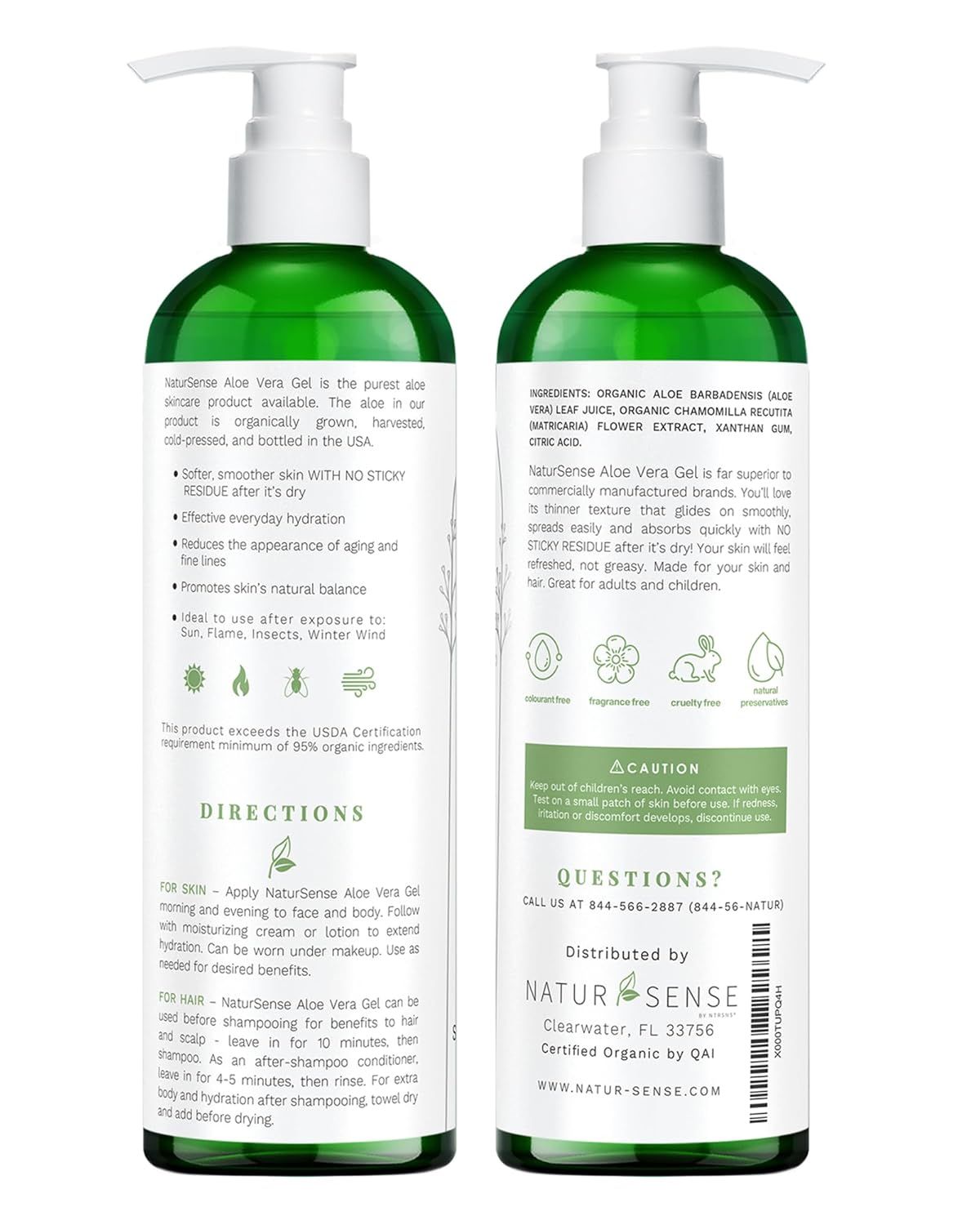 Communicates multiple distinct benefits of the aloe vera gel including hydration, anti-aging, skin balance, and versatile usage for skin and hair to help shoppers understand the product's…