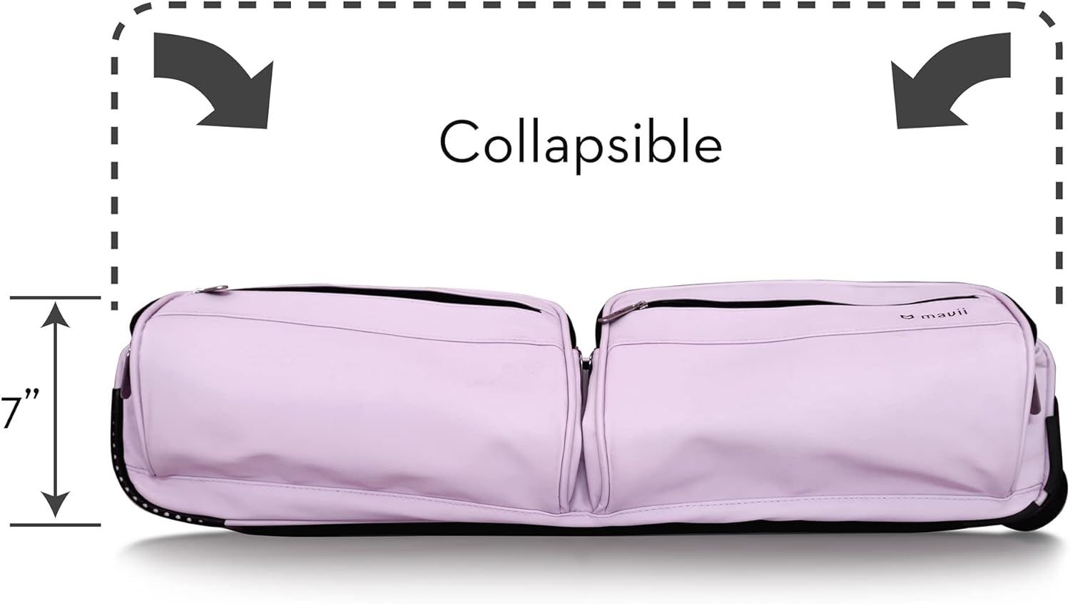 Demonstrates that the product can collapse to a compact 7-inch height for easy storage and portability, reassuring shoppers about its space-saving convenience.