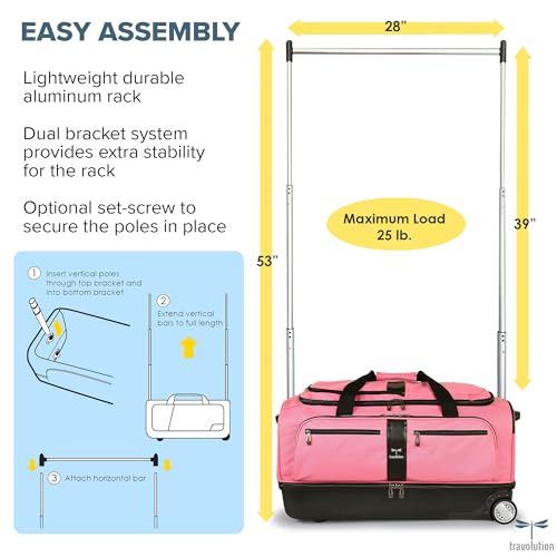 Demonstrates the simple 3-step assembly process and key features like the dual bracket system and optional set-screw, reassuring shoppers that the rack is easy to set up and stable. Shows the…