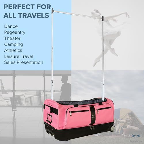 Demonstrates the product's versatility by showing it is suitable for multiple travel scenarios including dance, pageantry, theater, camping, athletics, leisure travel, and sales presentations.