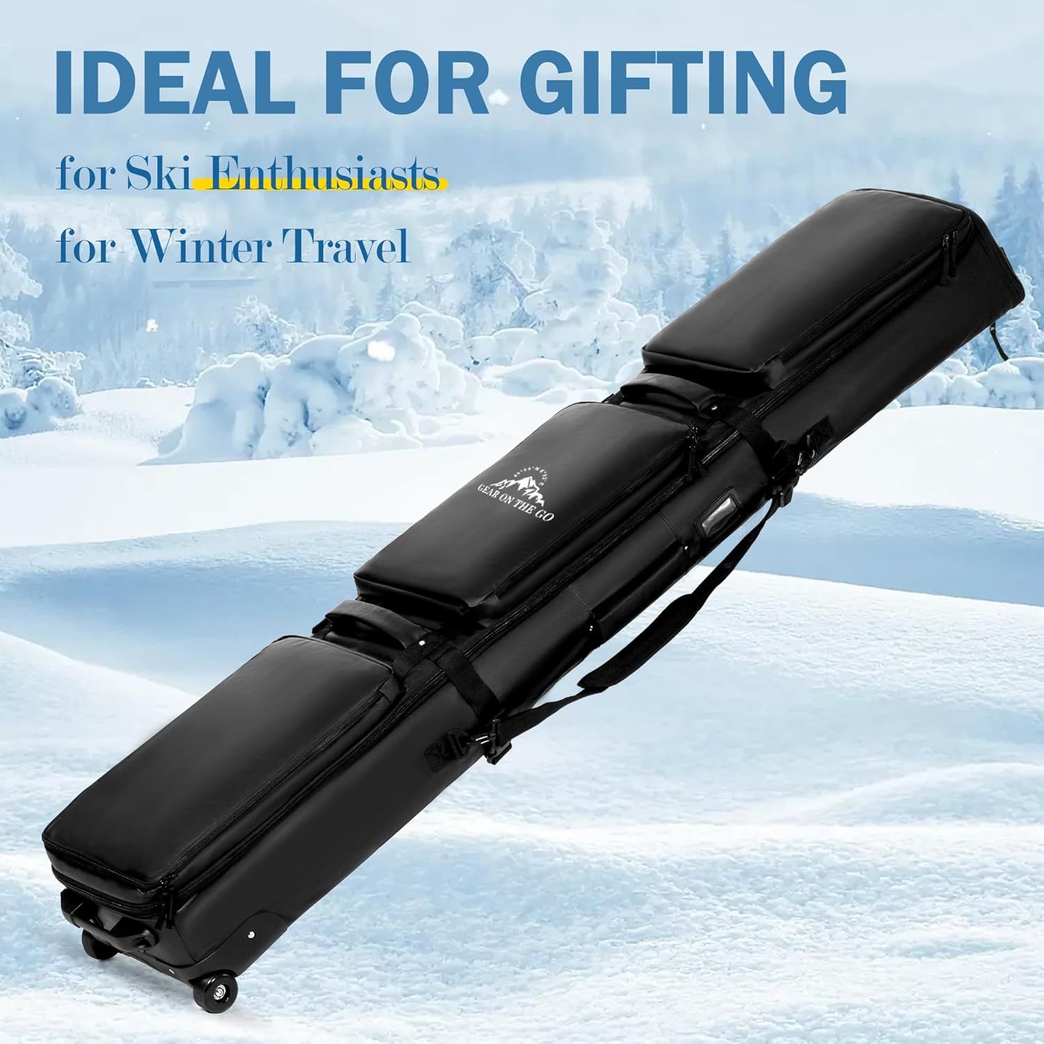 Positions the product as an ideal gift for ski enthusiasts and winter travelers, creating seasonal relevance and gift-giving appeal. Communicates that this ski bag is perfect for gifting and winter…