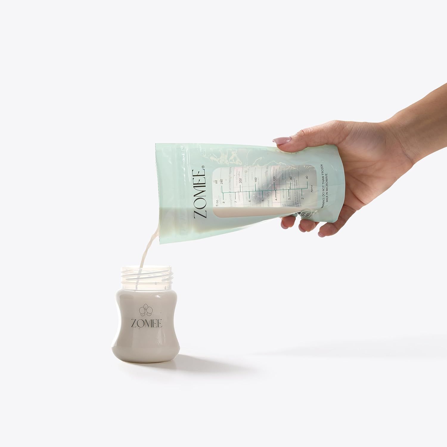 Demonstrates how to refill the product container from the pouch, showing shoppers the simple and convenient refill process. Highlights the refillable nature of the product, communicating convenience…