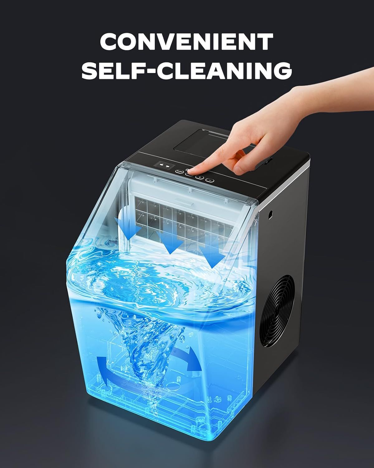 Highlights the product's convenient self-cleaning feature to reassure shoppers that maintenance is easy and automated.