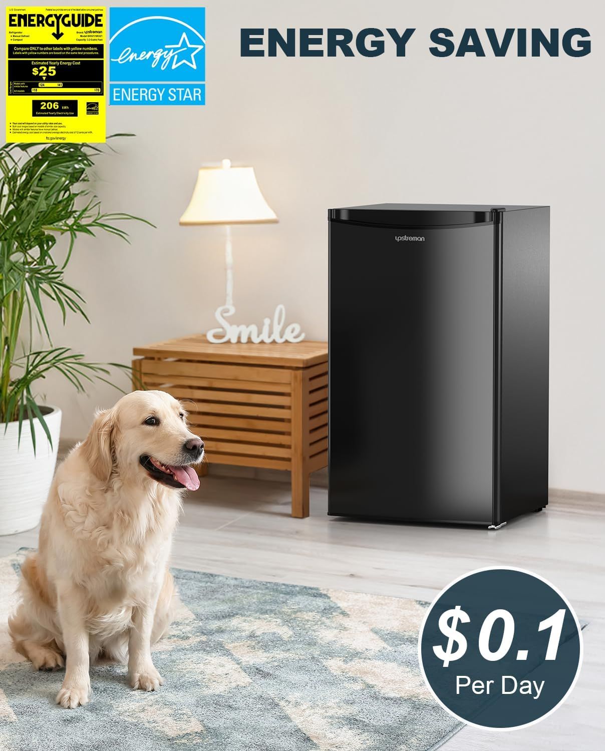 Communicates the low daily operating cost of $0.1 per day to reassure shoppers that the product is economical and energy-efficient to run. Highlights the product's Energy Star certification and…