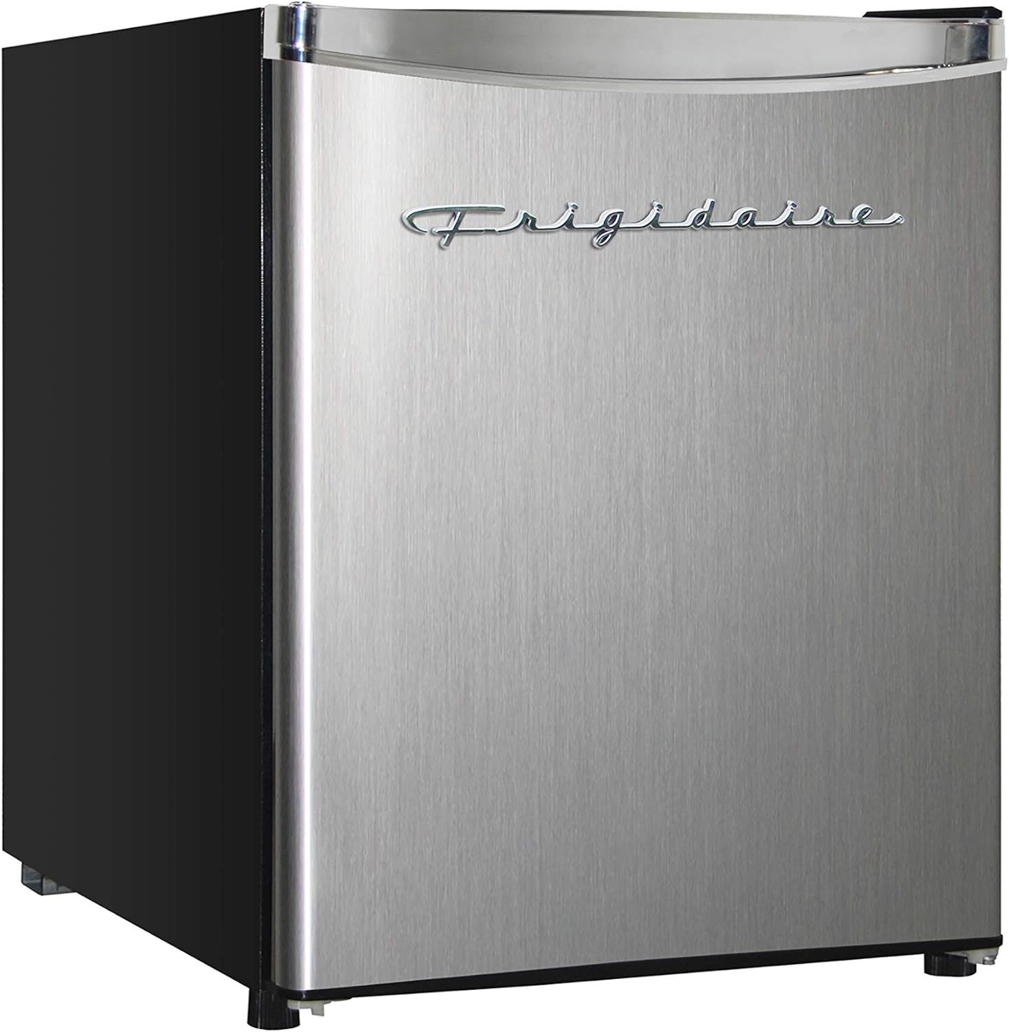 Provides a clean, catalog-style view of the Frigidaire mini refrigerator to show the product's appearance and branding without distractions.