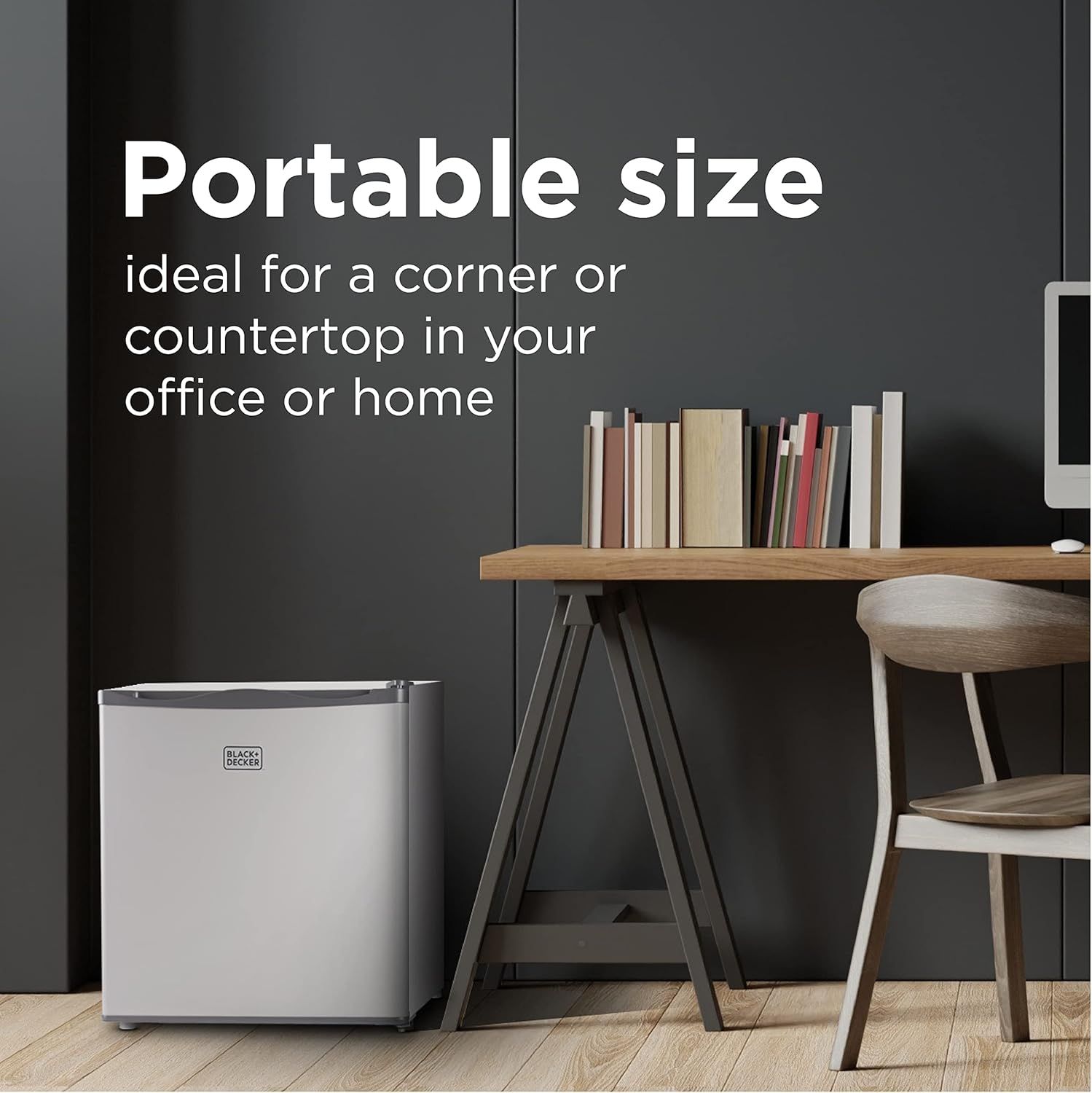 Communicates that the product is compact and space-efficient, making it ideal for small spaces like office corners or countertops.