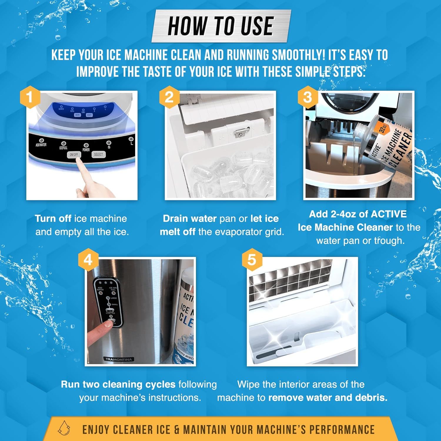 Provides step-by-step instructions on how to clean and maintain an ice machine to improve ice taste and keep the machine running smoothly.