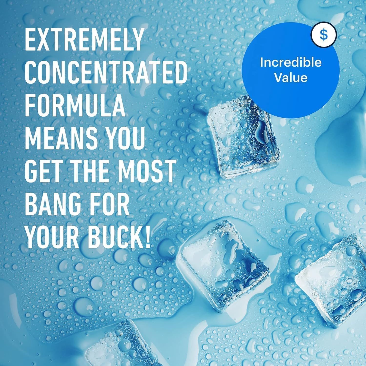 Communicates that the product's concentrated formula delivers exceptional value for money, reassuring shoppers they're getting more effectiveness per dollar spent.
