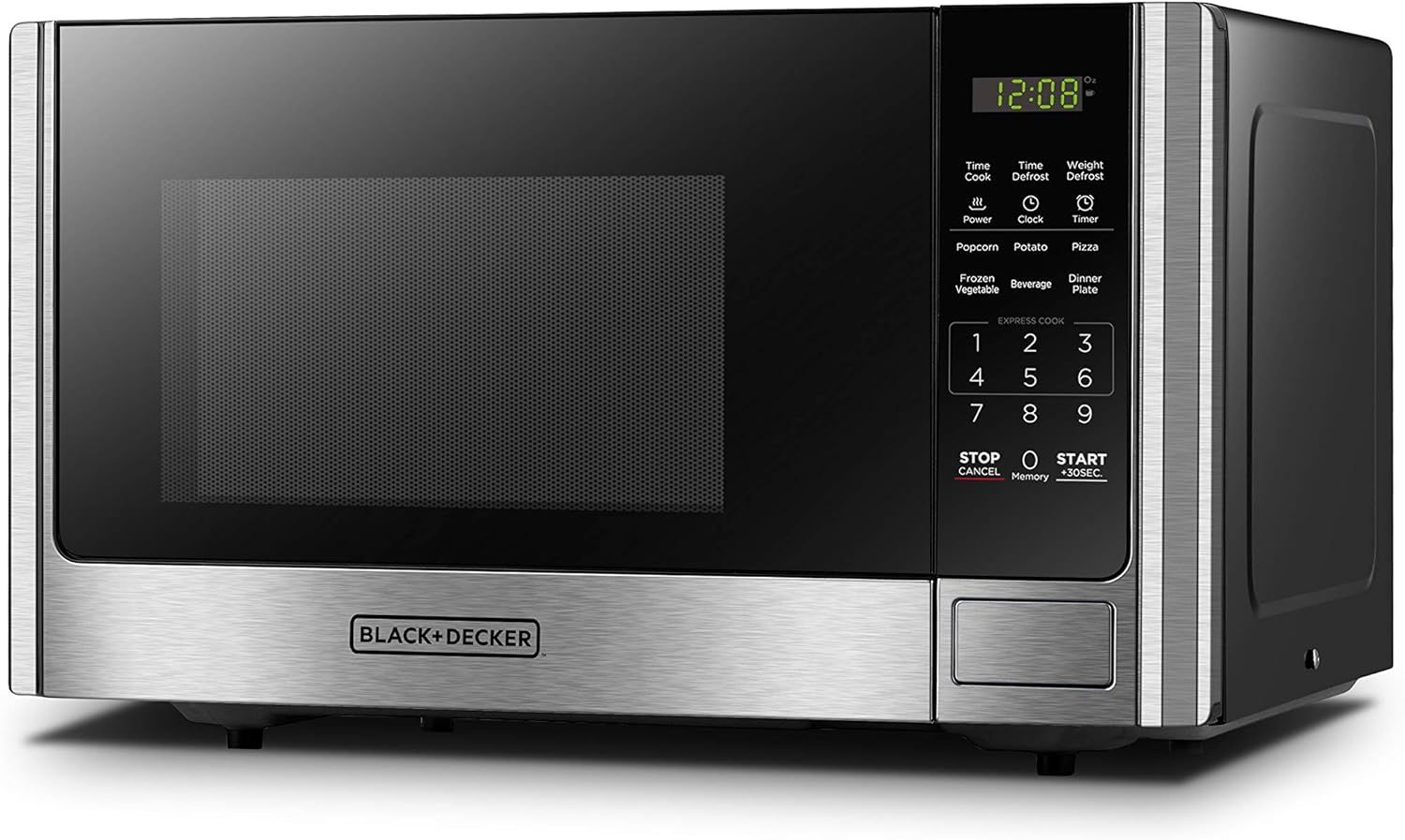 Provides a clean, catalog-style view of the microwave to show its design, control panel, and brand without distractions.
