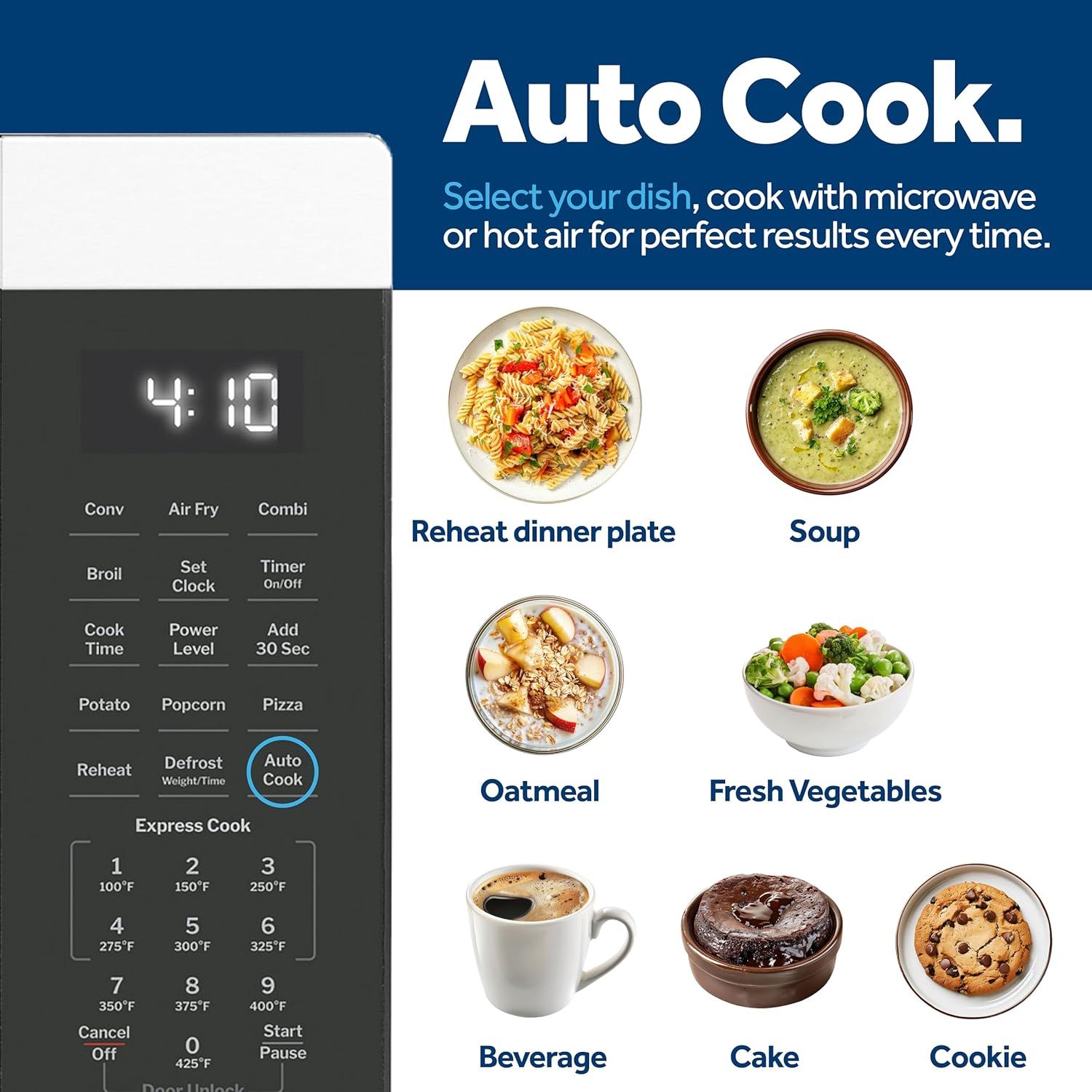 Demonstrates how to use the Auto Cook feature by selecting a dish type, showing shoppers the ease and convenience of automated cooking with preset options for various foods. Highlights the Auto Cook…