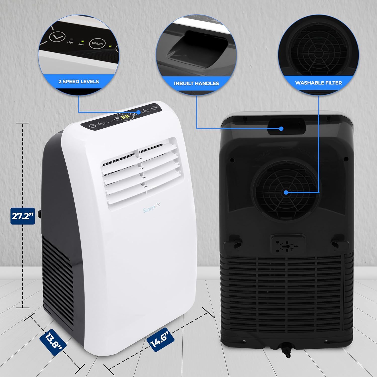 Breaks down the key physical components and features of the air cooler to help shoppers understand its construction and functional parts, including controls, portability features, and maintenance…
