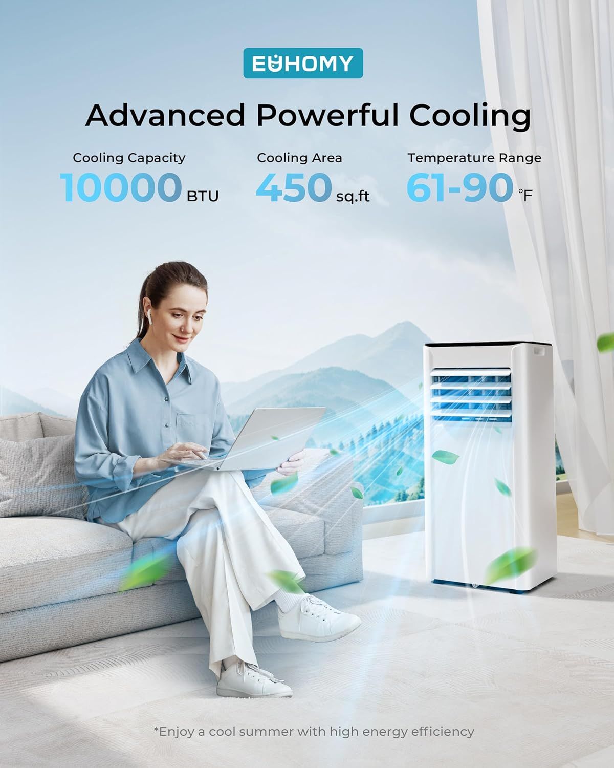 Communicates the powerful cooling performance through three key quantifiable specifications to help shoppers understand the product's capability and coverage. Showcases three distinct performance…