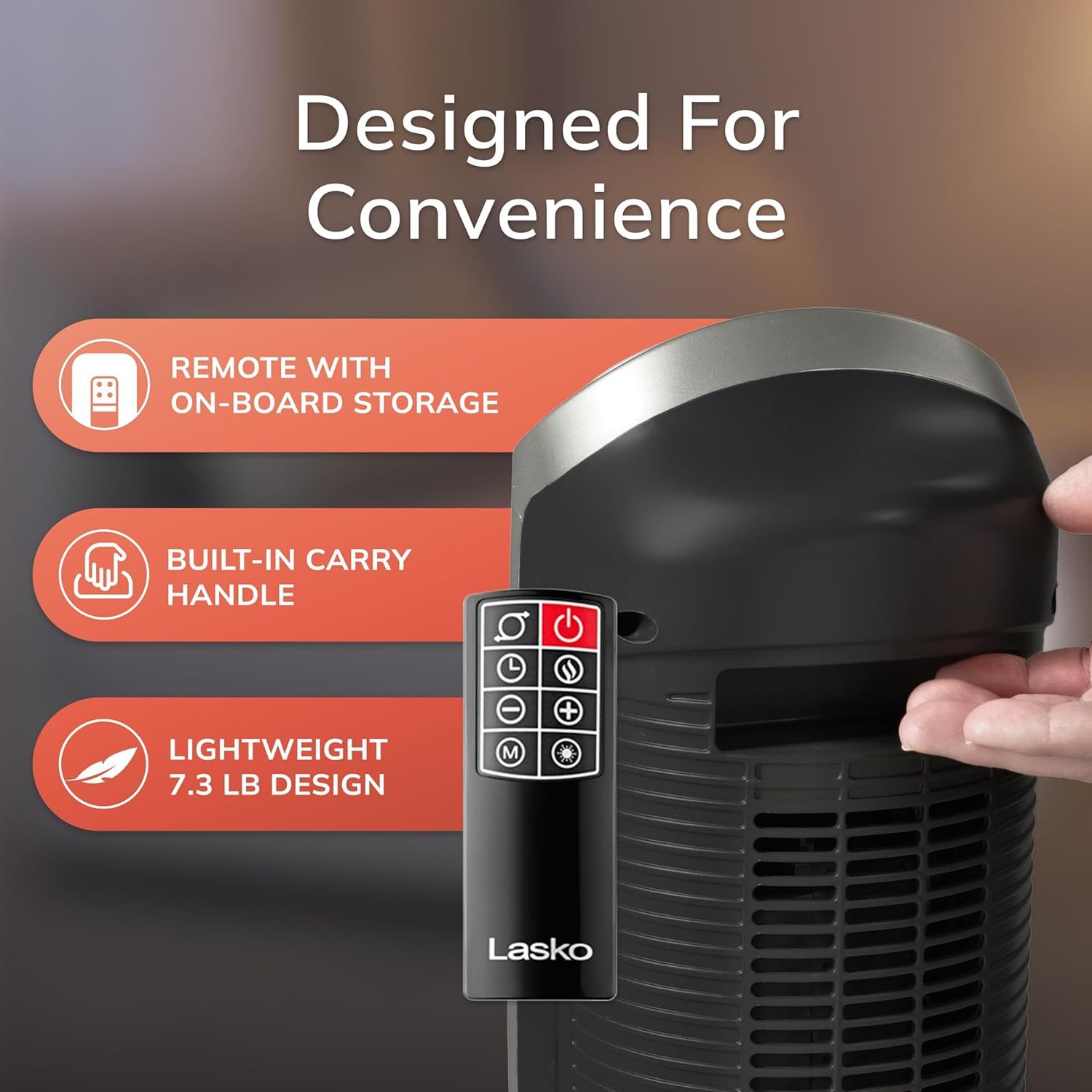 Communicates three distinct convenience-focused benefits in a segmented layout to show shoppers why this product is easy to use and transport.