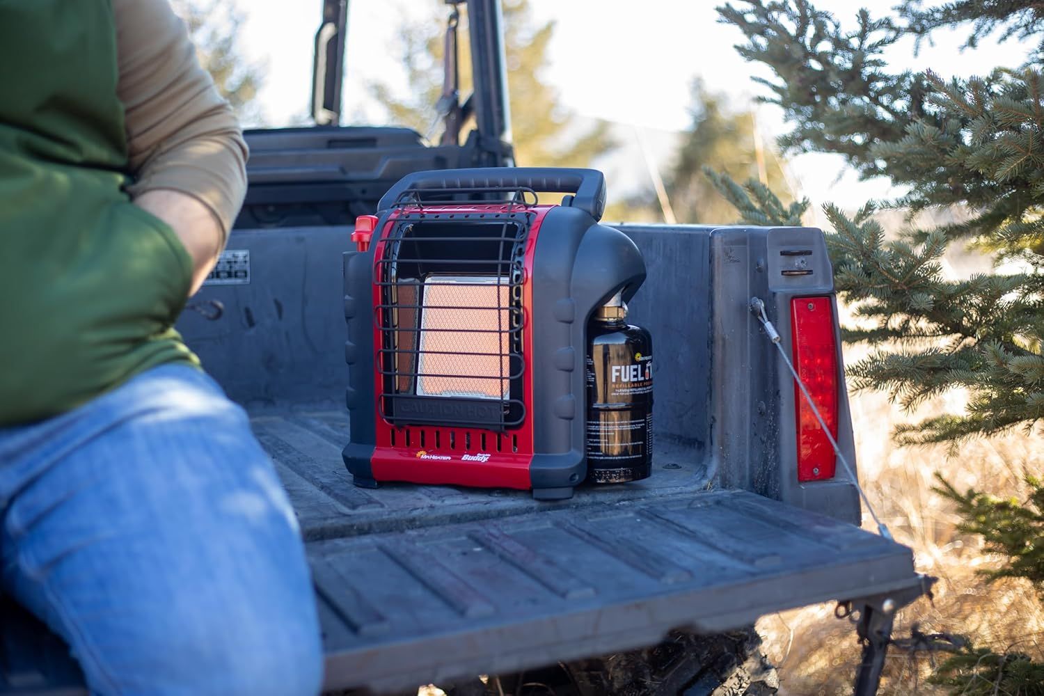 Demonstrates the product in a real-world outdoor setting to show its portability and suitability for camping, tailgating, or outdoor activities.
