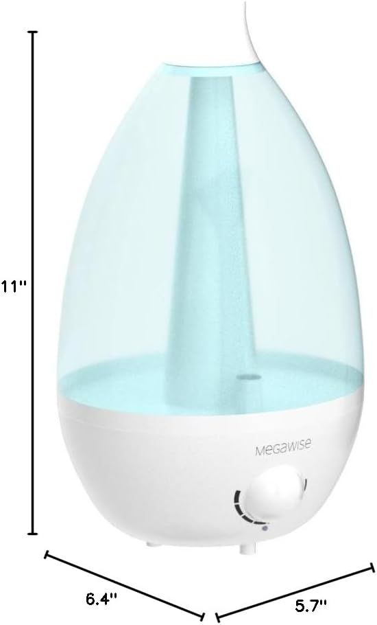 Communicates the exact physical size of the humidifier to help shoppers understand how much space it will occupy and whether it fits their needs.