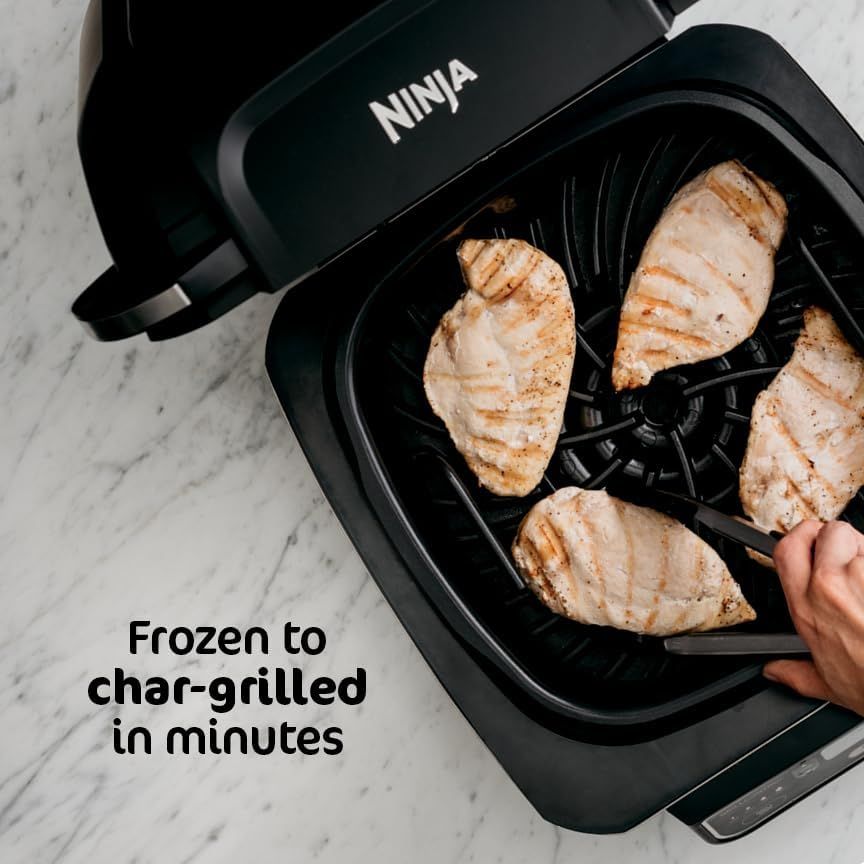 Communicates the convenience and speed of cooking frozen food directly to perfectly grilled results in minutes, emphasizing ease of use and time-saving benefits.