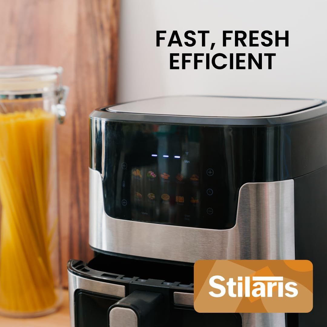 Communicates three key product benefits (speed, freshness, and efficiency) to position the air fryer as a high-performance kitchen appliance that saves time and delivers quality results.