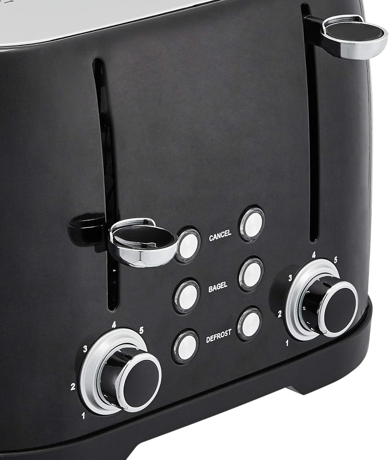 Highlights the physical components and controls of the toaster, showing shoppers the buttons (Cancel, Bagel, Defrost), dual dials for browning control, and toasting slots to help them understand the…