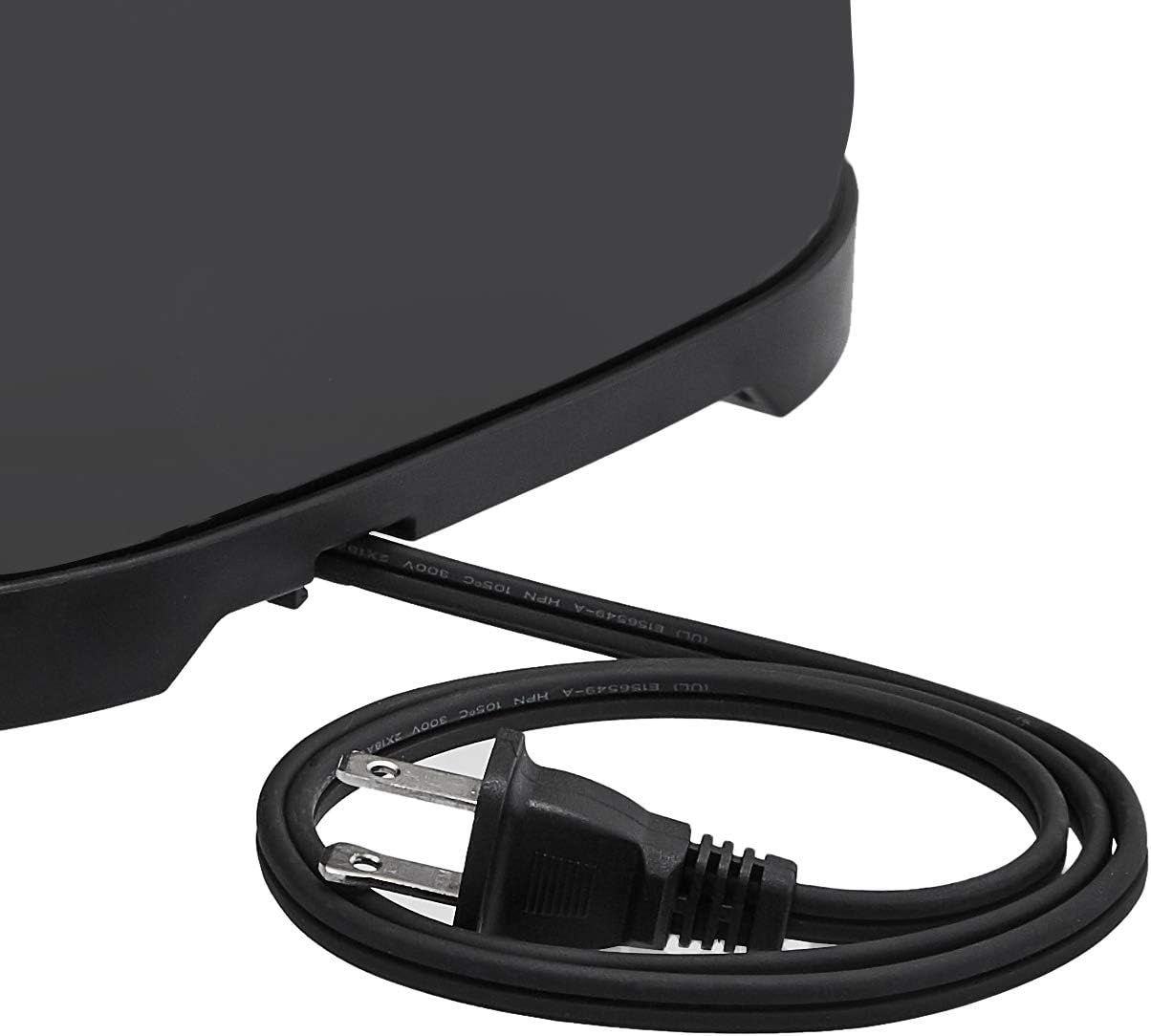 Provides a clean, catalog-style view of the product showing the power cord connection detail on a white background.