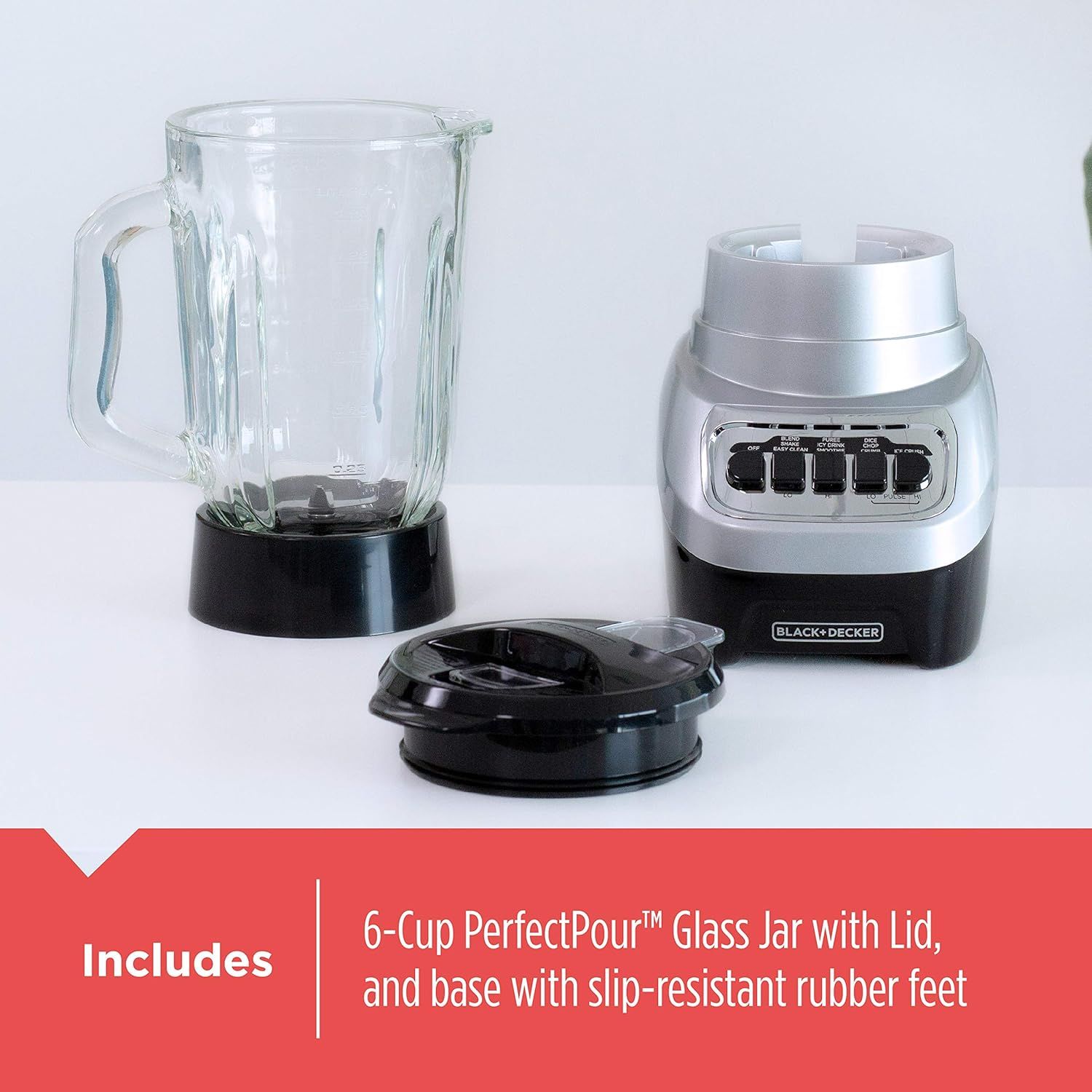 Shows all components included with the blender purchase to help shoppers understand what they receive in the package.