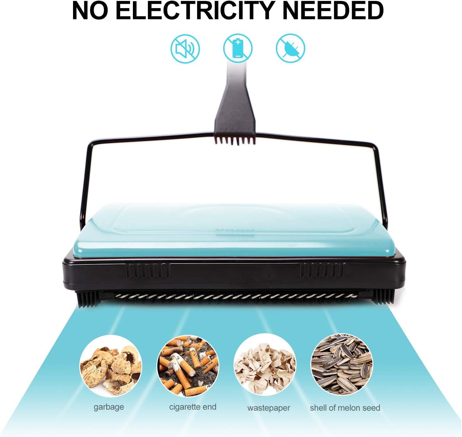 Demonstrates the product's versatility by showing multiple types of waste and debris it can handle, reassuring shoppers it works across various cleaning scenarios. Highlights the key benefit that…
