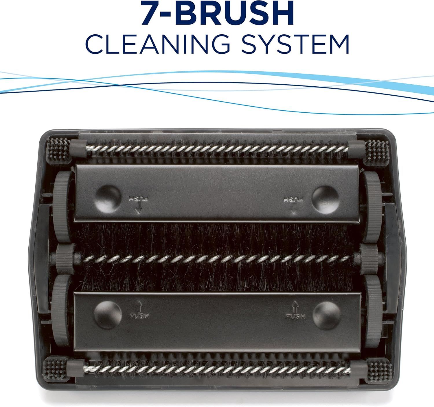 Highlights the product's multi-brush cleaning system to demonstrate the comprehensive cleaning mechanism and structural design that delivers thorough cleaning performance.