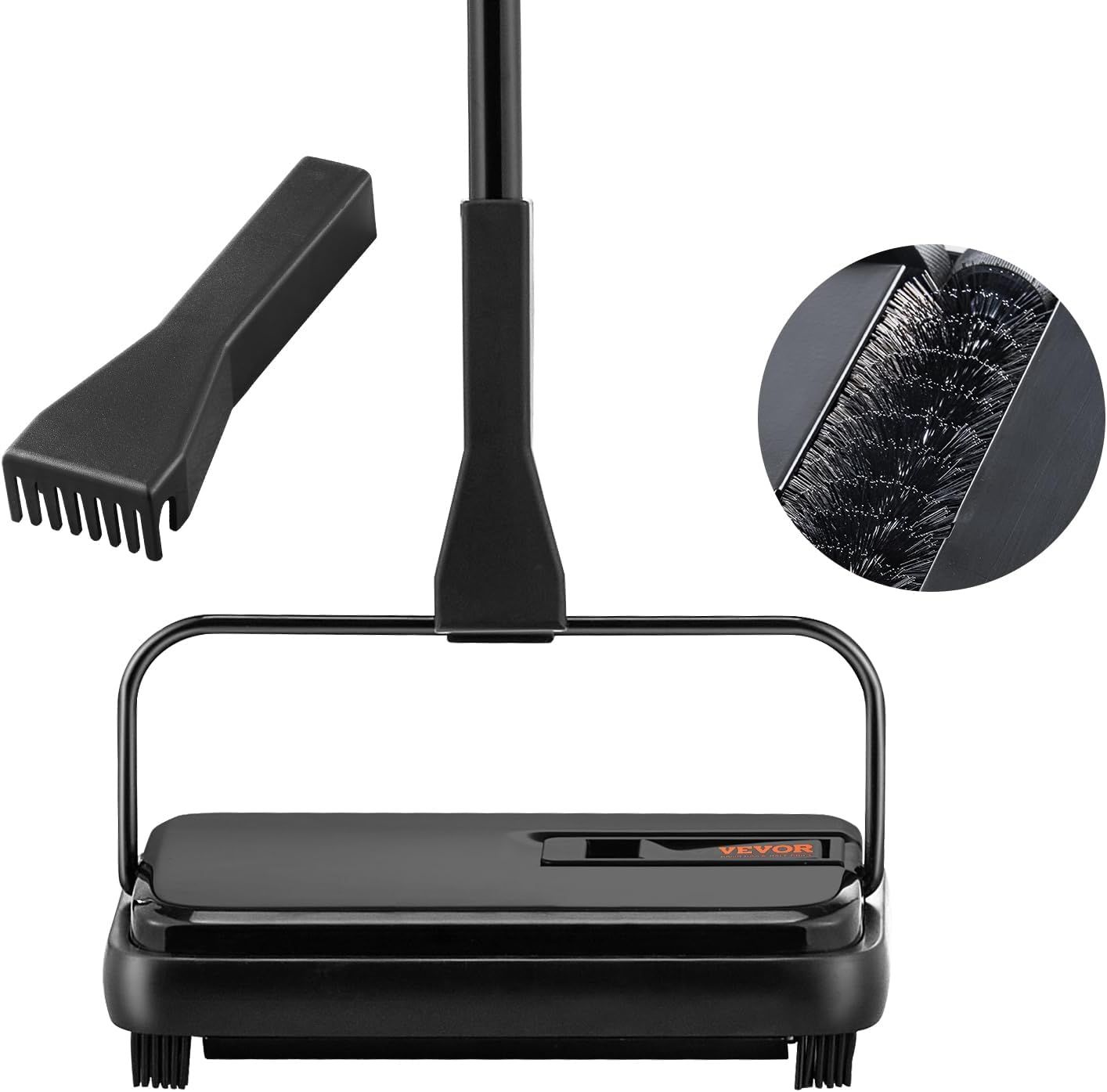 Highlights the physical components and parts of the cleaning tool, showing the brush head detail and cleaning accessories to help shoppers understand the product's construction and included tools.