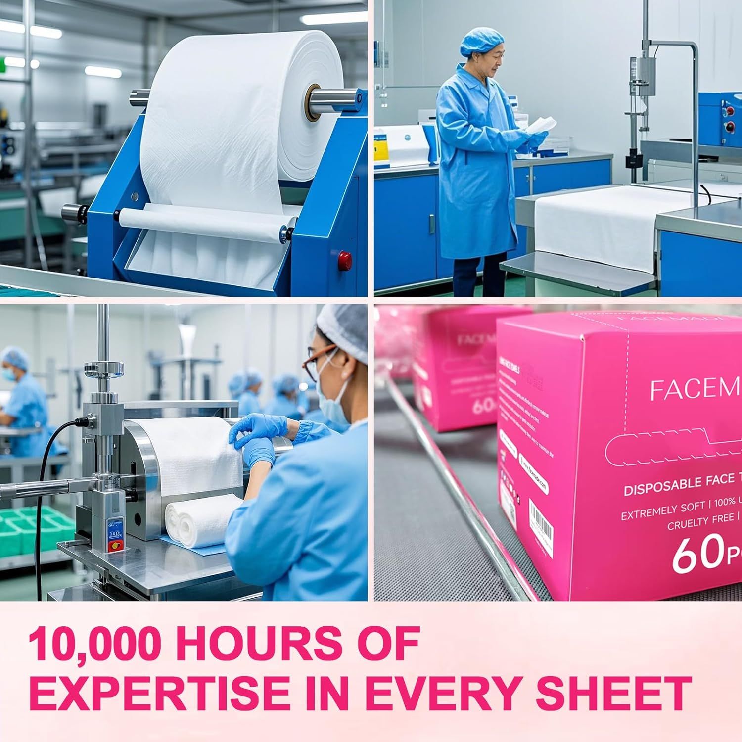 Communicates the extensive manufacturing expertise and quality control behind each product sheet, building trust through a quantifiable commitment to craftsmanship and experience. Reinforces the…