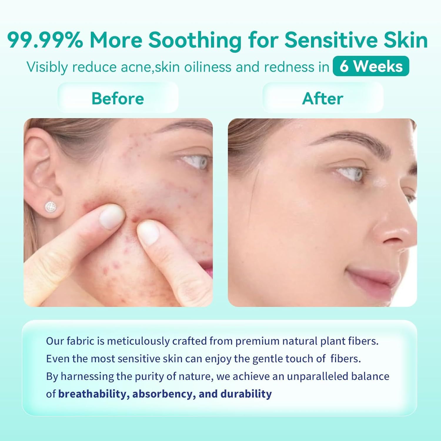Demonstrates the product's effectiveness in treating acne and improving skin condition over 6 weeks, providing visual proof of results to build shopper confidence. Highlights the quantifiable…