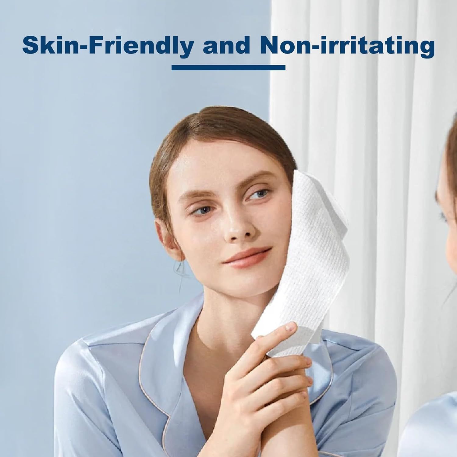 Communicates that the product is gentle and safe for skin contact, reassuring shoppers with sensitive skin concerns.