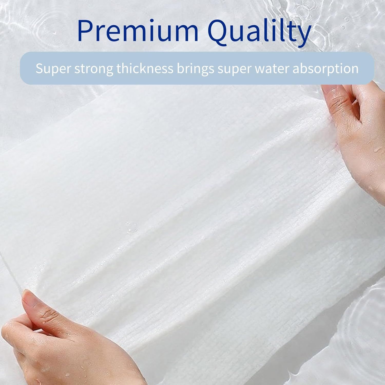 Communicates the premium quality and superior water absorption capability of the product, emphasizing its thick construction as a key benefit.