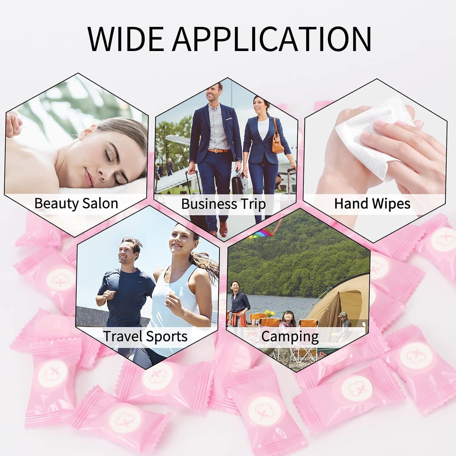 Demonstrates the product's versatility by showing five different real-world scenarios where it can be used, reassuring shoppers that it's suitable for various occasions and environments.