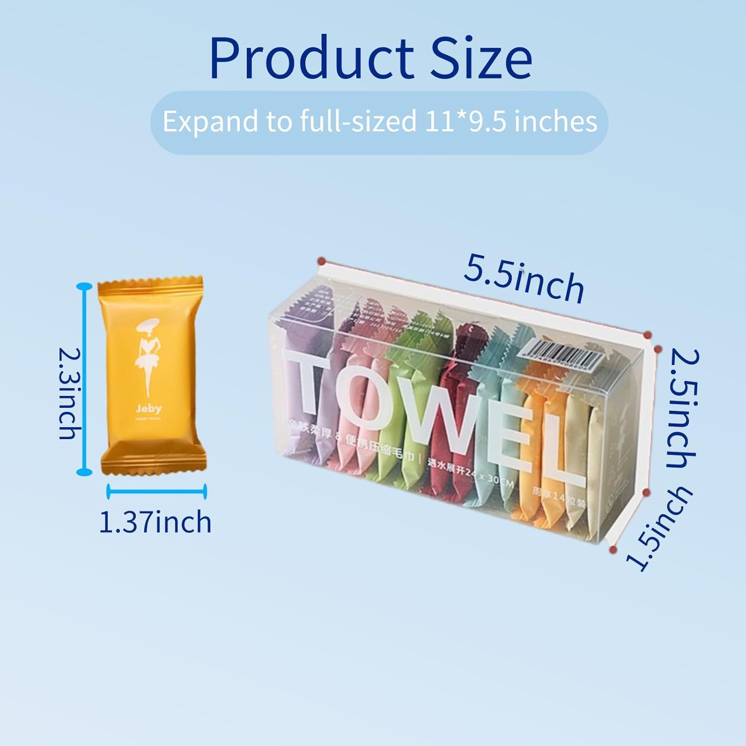 Communicates the exact physical dimensions of the product in both its compact and expanded states, helping shoppers understand how much space it occupies and its storage capacity.