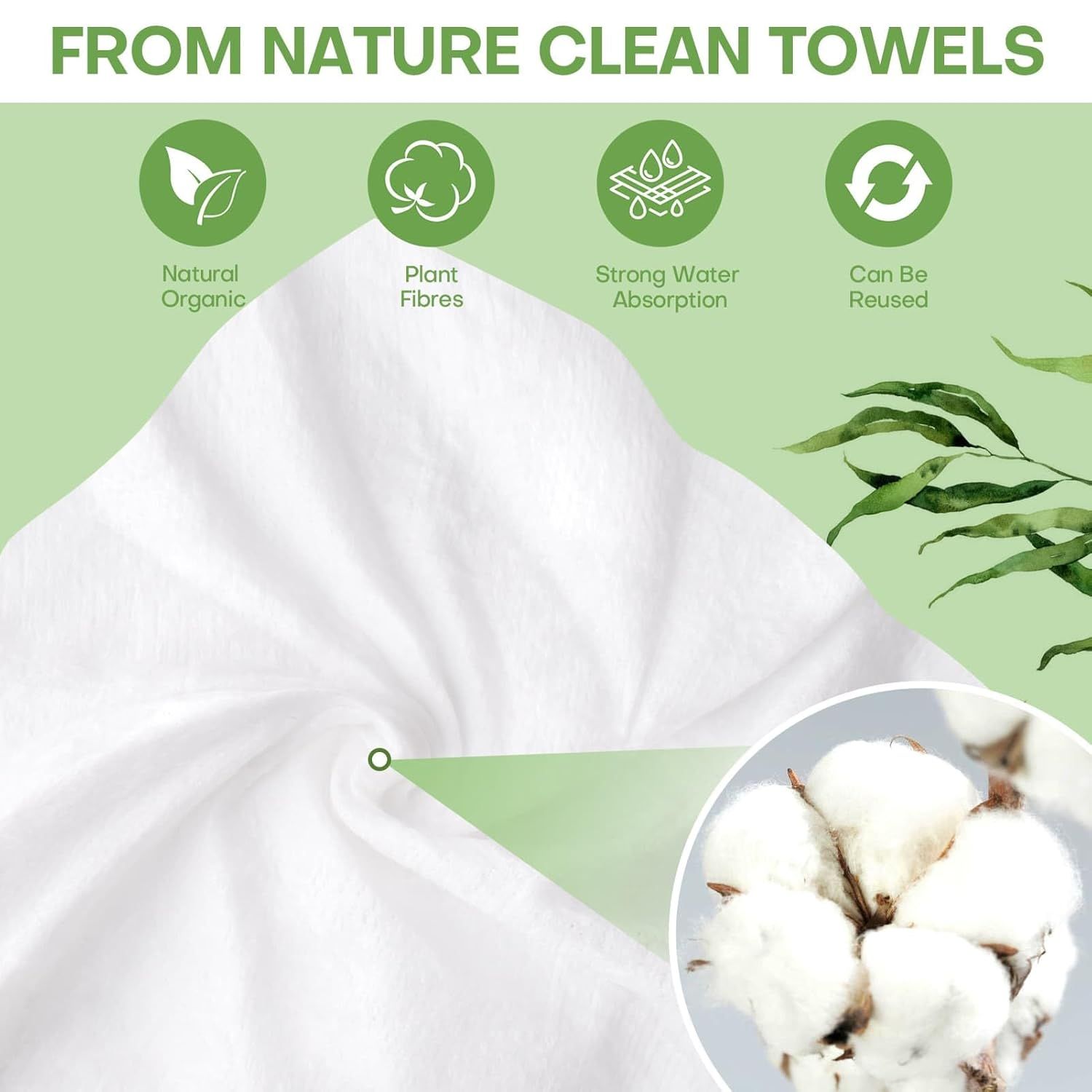 Communicates multiple sustainability and performance benefits of the towels to reassure eco-conscious shoppers that the product is both environmentally responsible and functionally effective.…