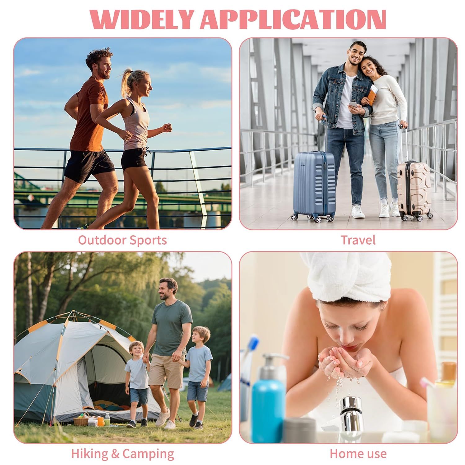 Demonstrates the product's versatility by showing it can be used across multiple real-world scenarios and environments, reassuring shoppers that it fits various lifestyle needs.