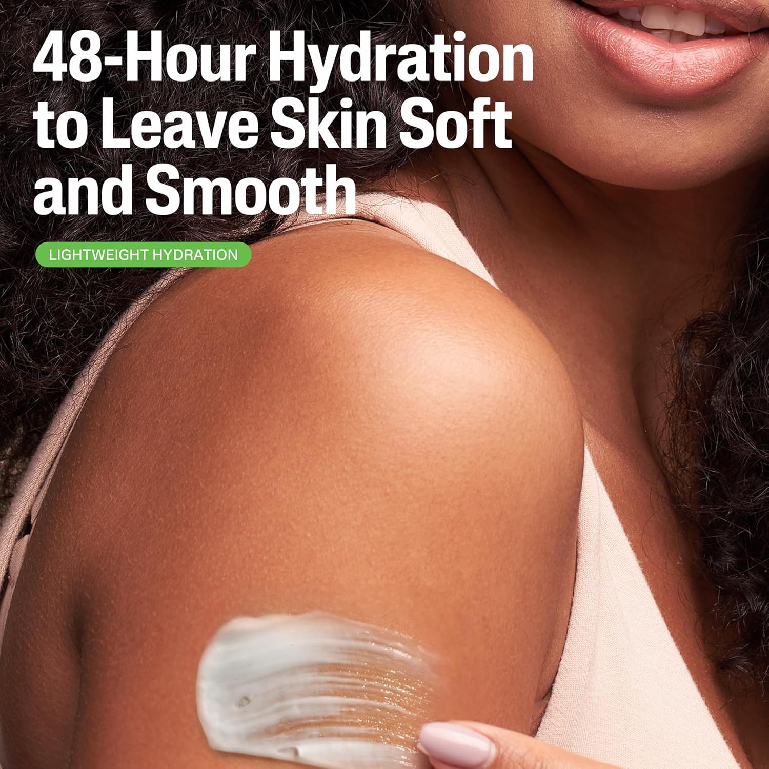 Communicates the product's long-lasting hydration performance (48 hours) to reassure shoppers of its effectiveness and value, emphasizing soft and smooth skin results. Highlights the primary benefit…
