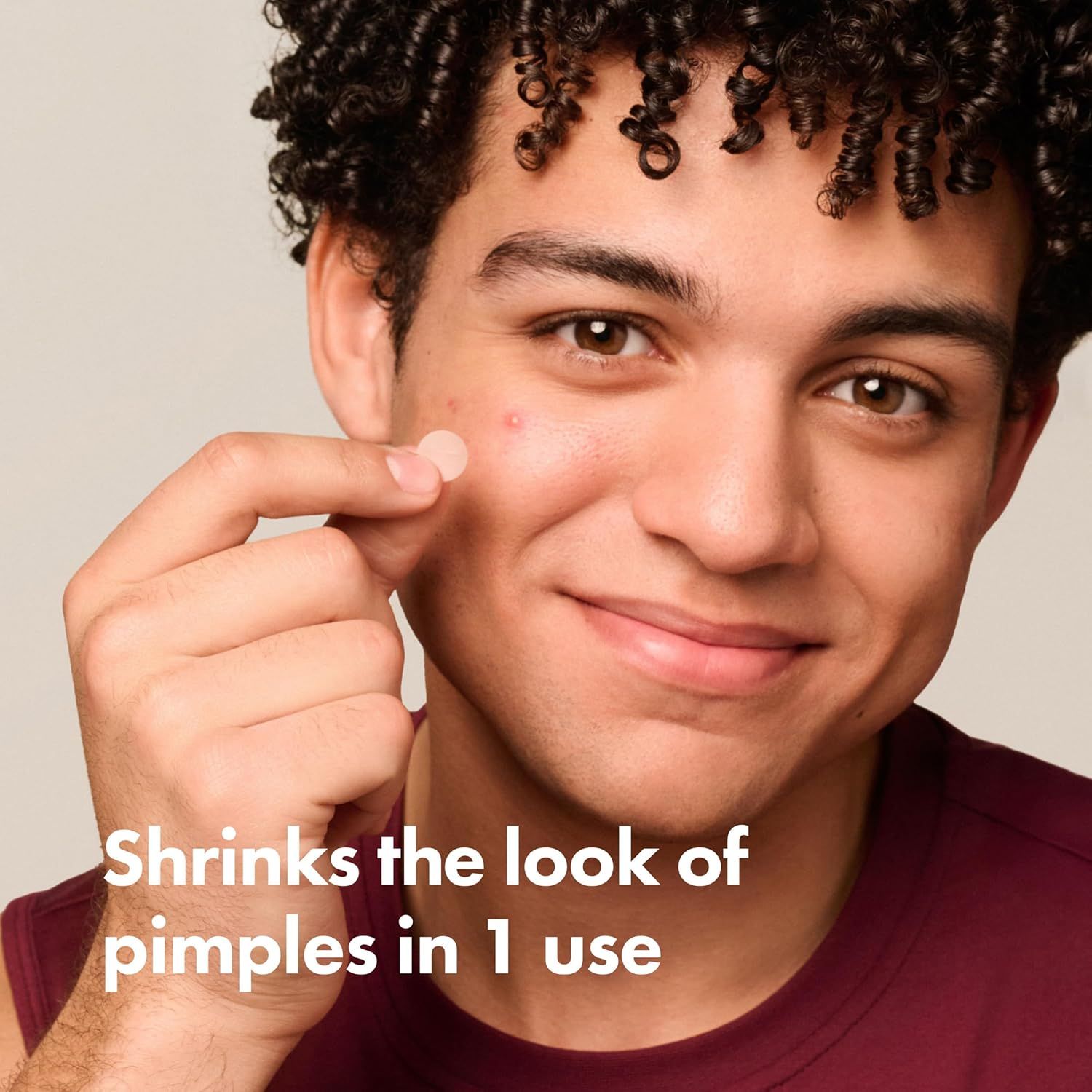 Communicates that the product effectively reduces the appearance of pimples with just one use, providing fast visible results for acne-prone skin.