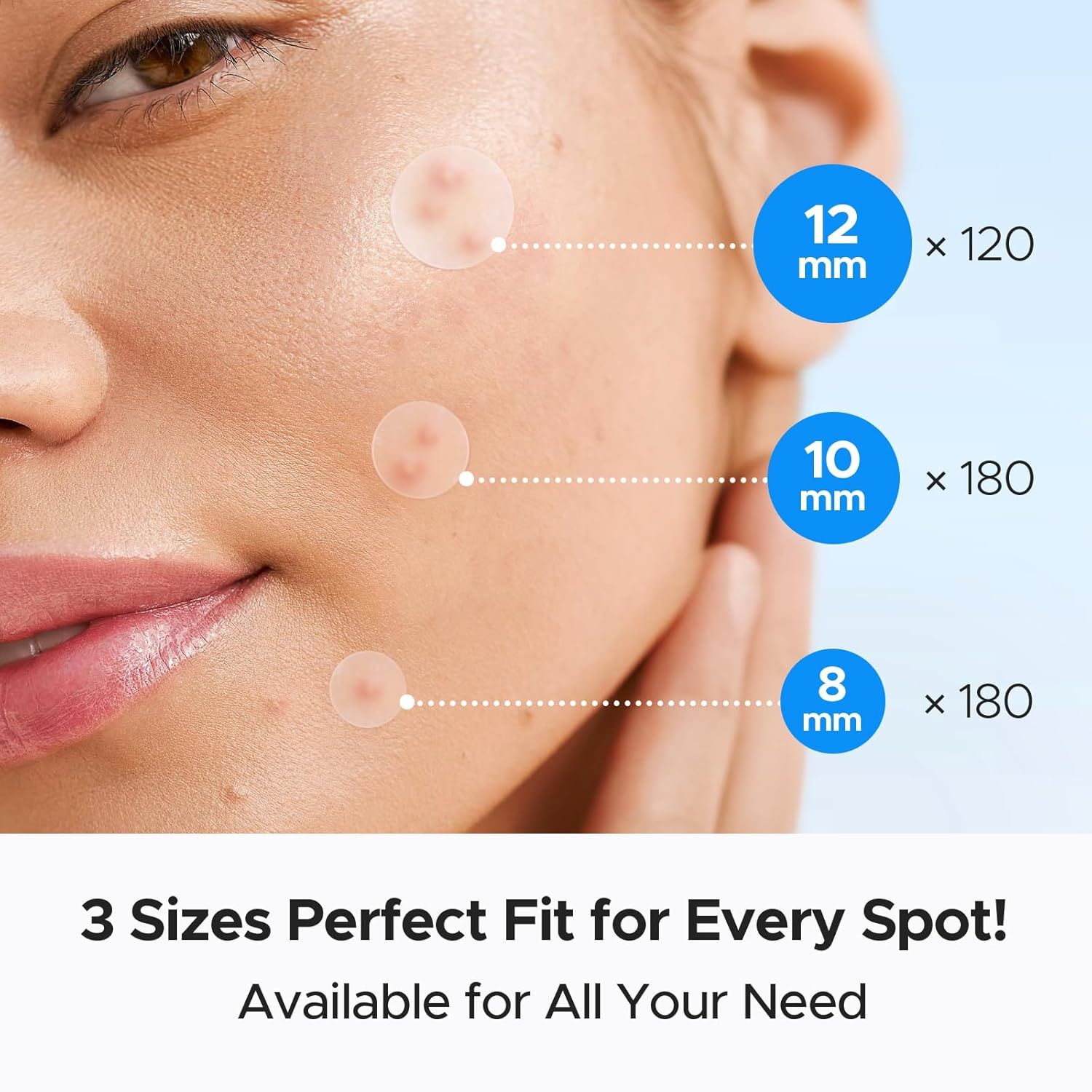 Shows the brand's product lineup with three different size options (12mm, 10mm, 8mm) to help shoppers understand the variety available and choose the right size for their needs.