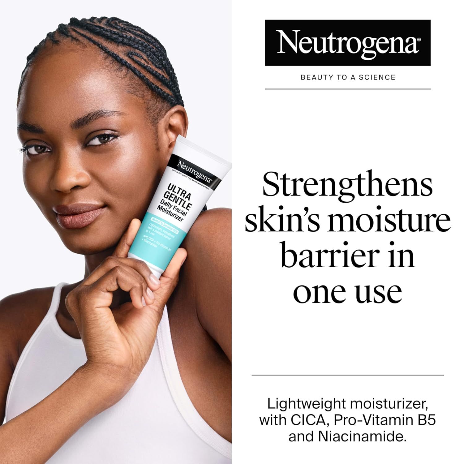 Communicates the product's ability to strengthen the skin's moisture barrier in one use, reassuring shoppers of fast, effective hydration and skin health benefits.