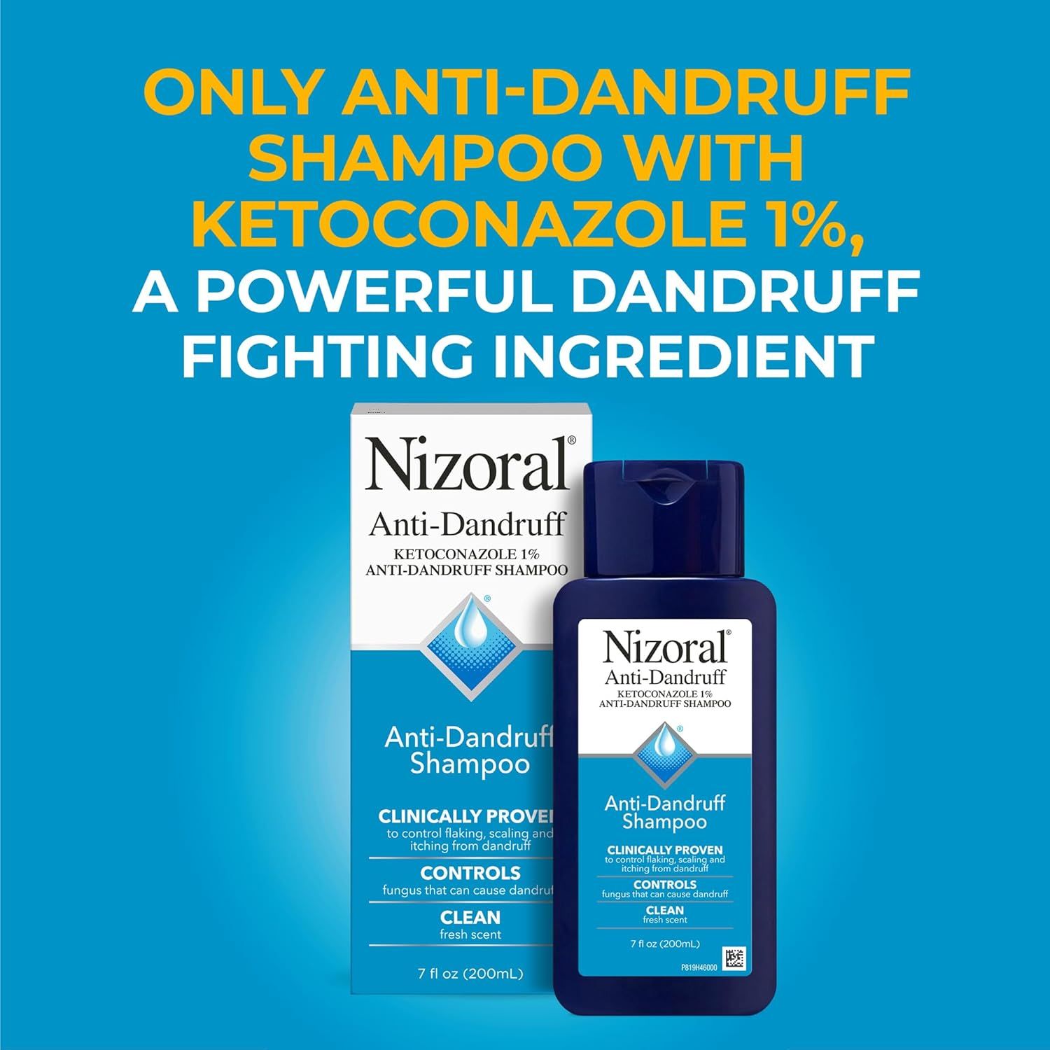 Communicates that this is the only anti-dandruff shampoo with ketoconazole 1%, positioning it as superior to competing products by highlighting its unique powerful ingredient.