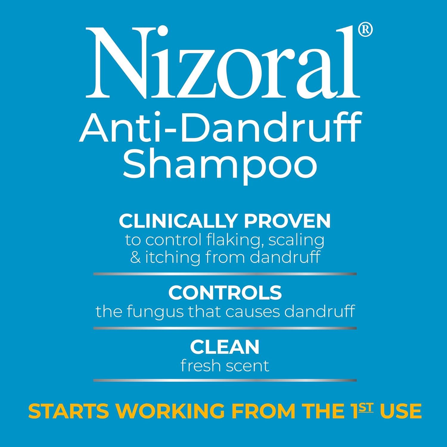 Communicates multiple key benefits of the anti-dandruff shampoo in a segmented layout to reassure shoppers of its clinical effectiveness, comprehensive dandruff control, pleasant scent, and…