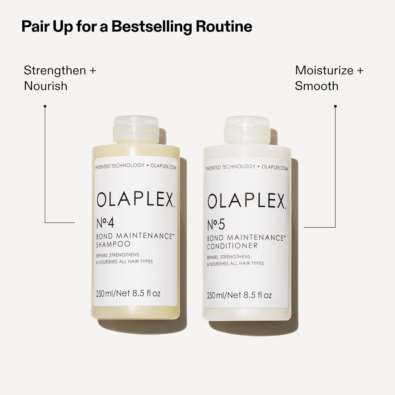 Shows the brand's product lineup and recommends pairing two complementary products (shampoo and conditioner) to create a complete hair care routine, helping shoppers understand which products work…