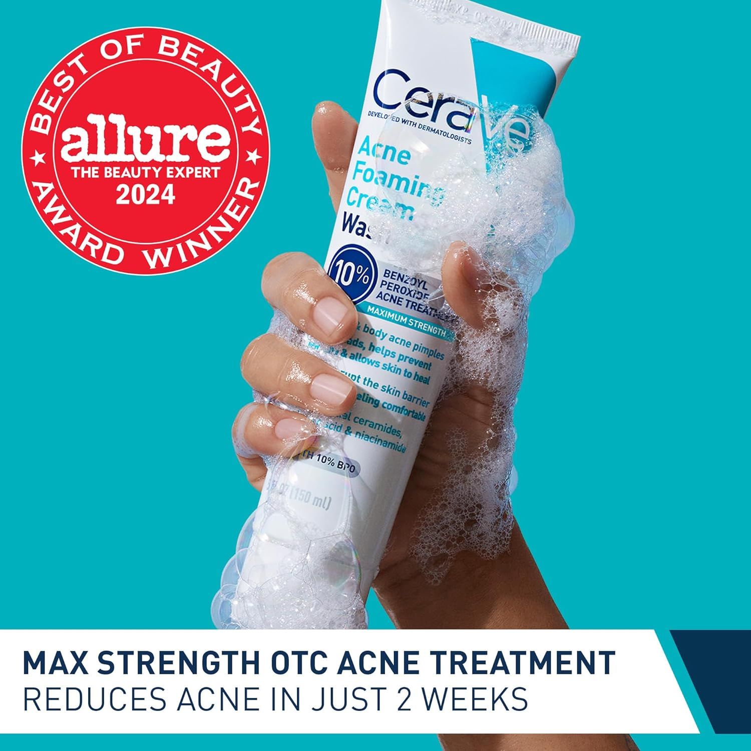 Builds credibility and trust by showcasing that the product won a prestigious beauty award from Allure magazine, reassuring shoppers of its quality and effectiveness. Communicates the product's fast…