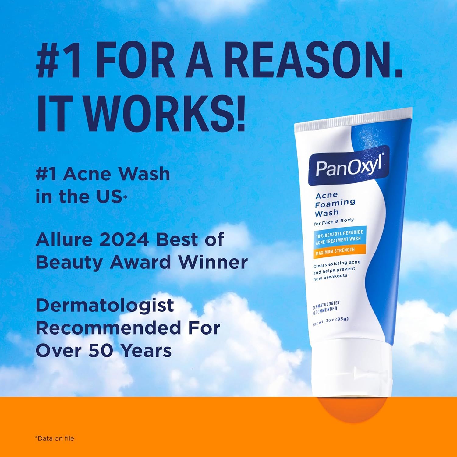 Communicates multiple credibility and trust signals to reassure shoppers that PanOxyl is the leading, award-winning, and professionally endorsed acne treatment solution.