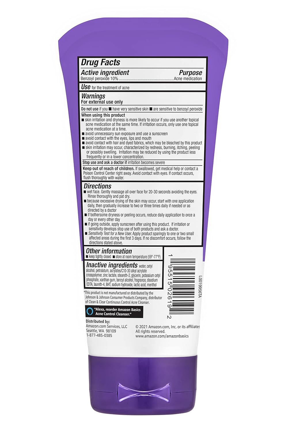 Shows the back of the product packaging with drug facts, warnings, directions, and ingredients to provide shoppers with complete product information and regulatory details.